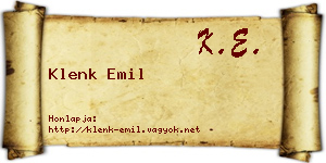 Klenk Emil névjegykártya